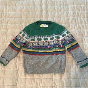 Mini Boden Green and Gray Fair Isle Sweater